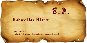 Bukovits Miron névjegykártya