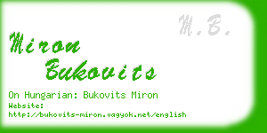miron bukovits business card